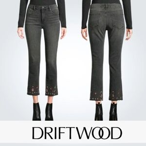 DRIFTWOOD Womens Colette Embroidered Jeans Crop Straight Raw Hem Boho Size 29